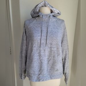 Adidas Shorter Gray Hoodie Women's Large w/ Black Accents Gender Neutral Speckle